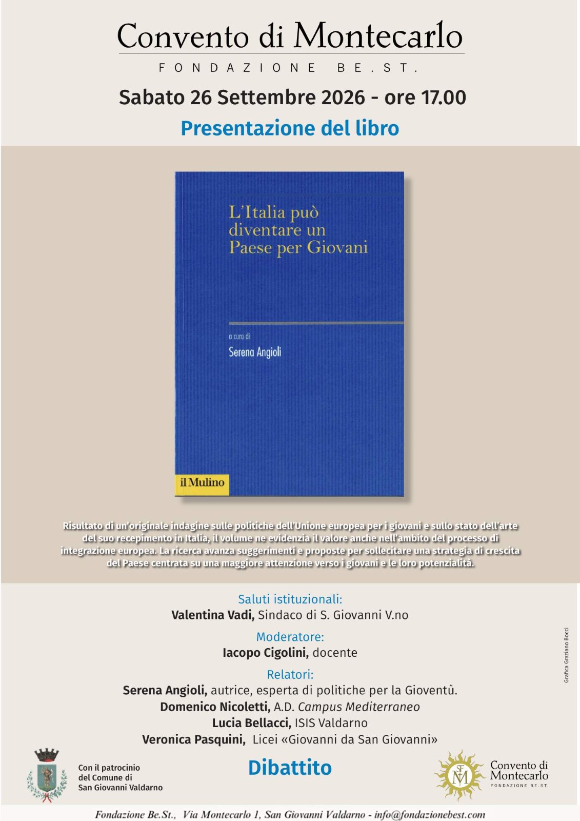Politiche giovanili ed Europa: al Convento di Montecarlo la presentazione del libro di Serena Angioli