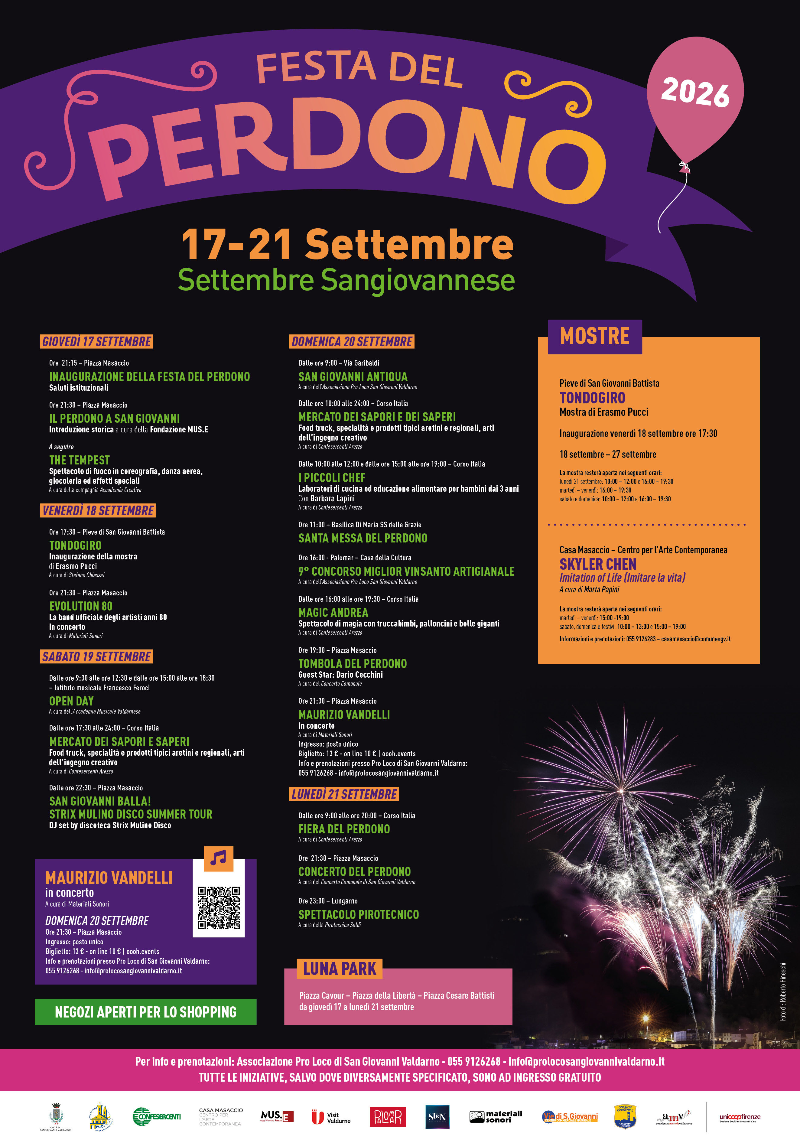San Giovanni Valdarno festeggia il Perdono 2026: cinque giorni tra tradizione, musica, spettacolo, arte e sapori