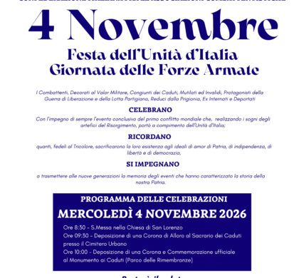 4 Novembre, Festa dell’Unità nazionale e Giornata delle Forze Armate. Le celebrazioni a San Giovanni Valdarno